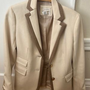 Jcrew wool blazer cream color with tan border. Gold buttons